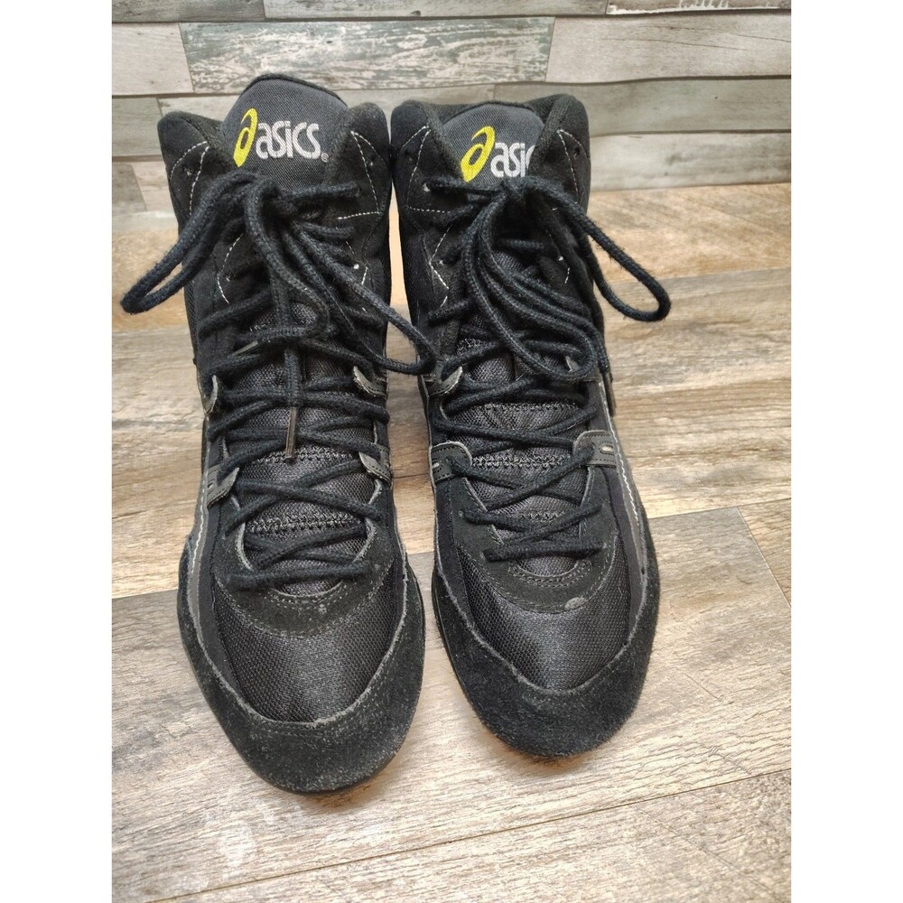 Vintage Asics JL801 High Cut Wrestling Shoes Leather Black US 10 EURO 42.5 Rare